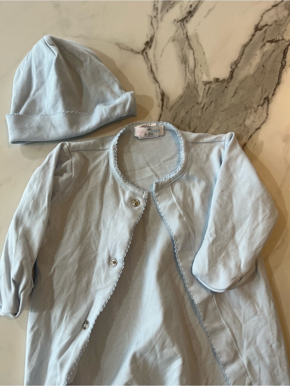 0-3m Kissy Kissy Light Blue Onesie Bodysuit with matching Hat